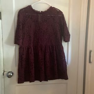 Torrid Elbow Length Slv Lace Babydoll Fit Blouse Size 0